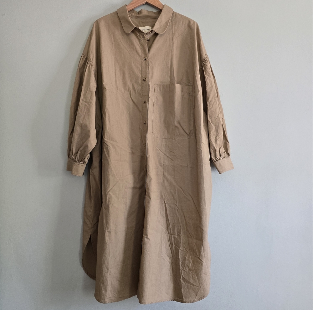 Boheme oversized shirt dress,Tan Brown Latte, NWT